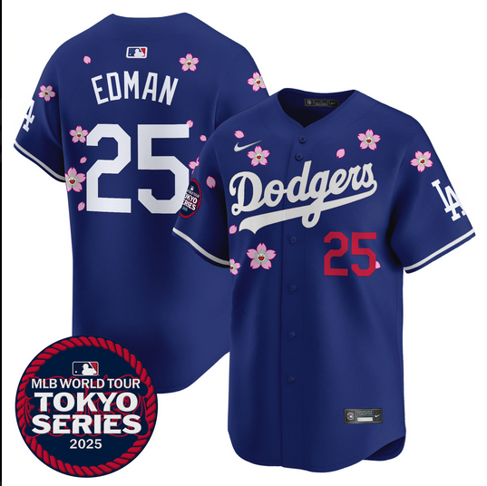 Men Los Angeles Dodgers #25 Edman Tokyo Series 2025 blue Limited Stitched Jersey